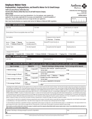 Anthem Employee Waiver Form