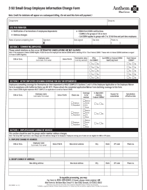  Anthem Employee Change Form 2012-2024