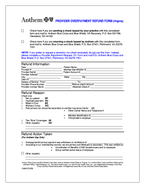 Anthem Refund Address  Form