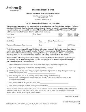 Disenrollment Letter  Form