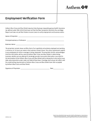 Anthem Employment Verification  Form