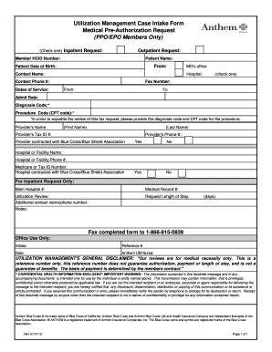 Anthem Prior Authorization Form PDF