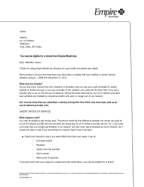 Dental Patient Refund Letter Templates  Form