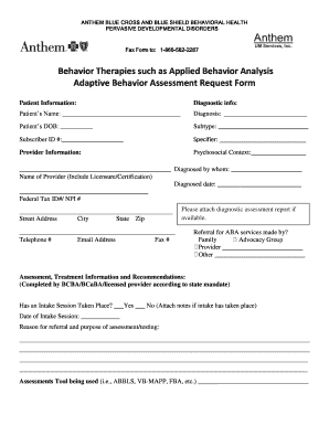 Anthem Aba Telehealth  Form