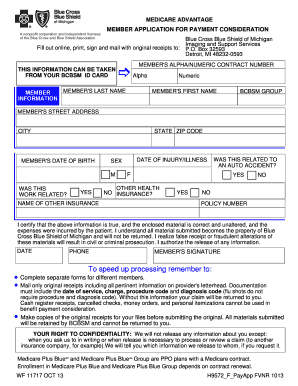 Medicare Advantage Member Application for Payment Consideration  Form