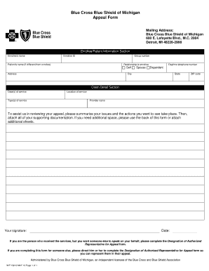 Bcbs Mi Appeal Form