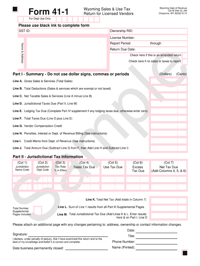 Wyoming Form 41 1 Fillable