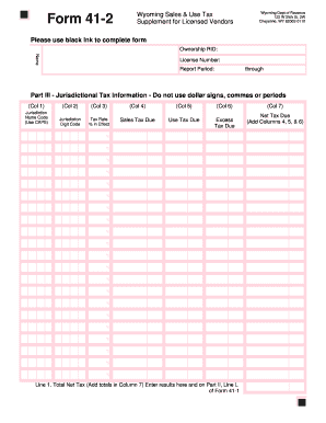 WY Sales Tax Form 41 2 Supplement PDF FormuPack