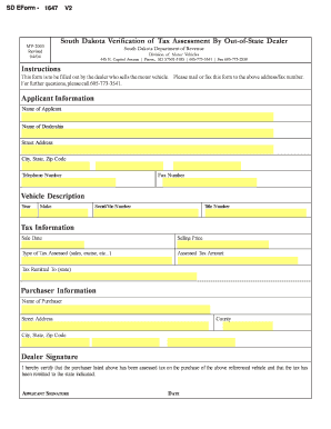 South Dakota Verification of Tax Assessment by Out of FormuPack