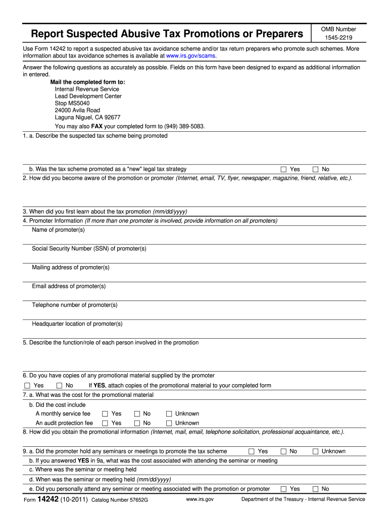  Irs Form 14242 2011