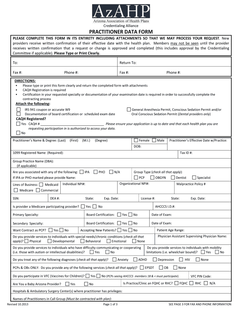 Credentialing and Enrollment  Alliance Behavioral Healthcare  Form