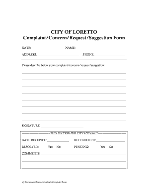 Complaint and Suggestion Form