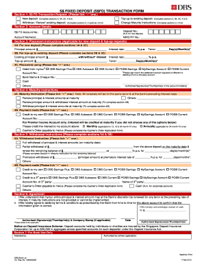 S$ FIXED DEPOSIT S$FD TRANSACTION FORM DBS Bank