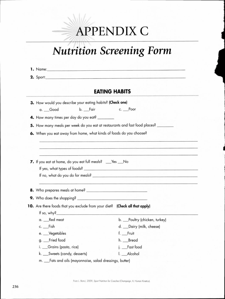 Nutrition Screening Form