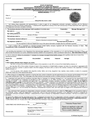 Montana Workers Comp Exemption 2010