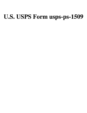 U S USPS Form Usps Ps 1509