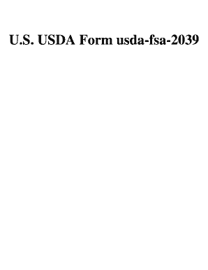 U S USDA Form Usda Fsa 2039