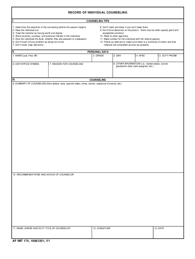  Af Form 174 1986-2024