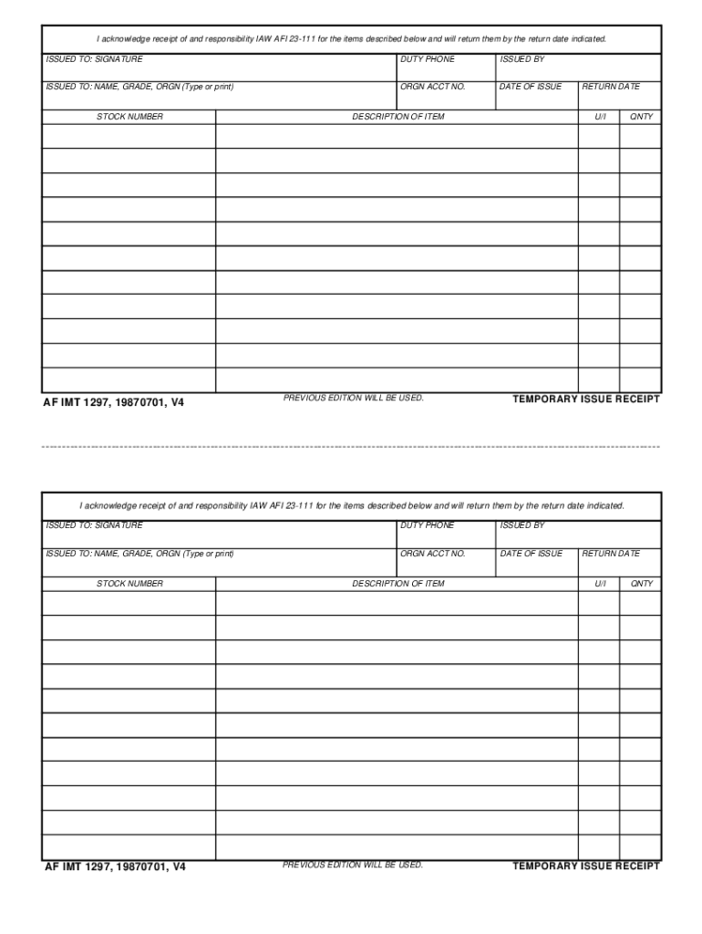  Af Form 1297 1987-2024