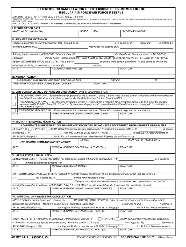  Af Form 1411 1995-2024