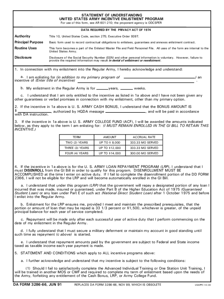  Da Form 3286 Annex B 1991-2024