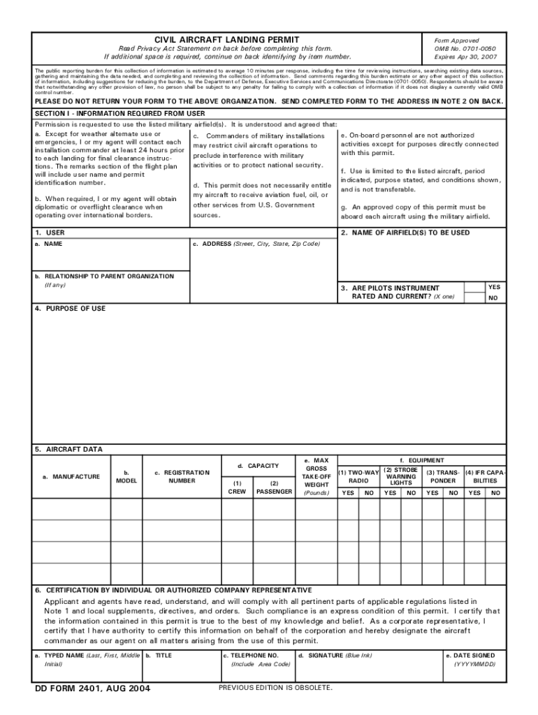  Dd2401 Form 2008