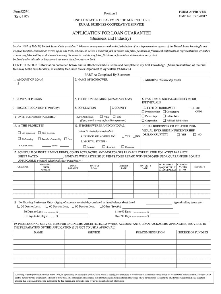  USDA Form RD 4279 1, NonFillable Y Downloads 2006