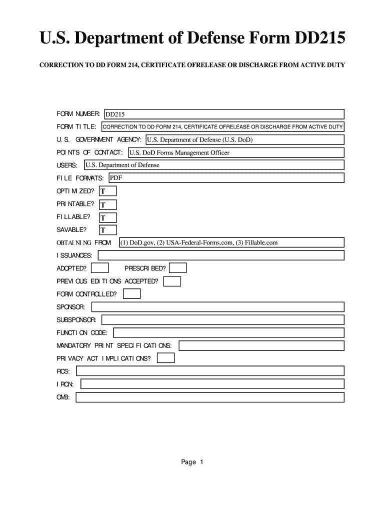 Dd215 Form