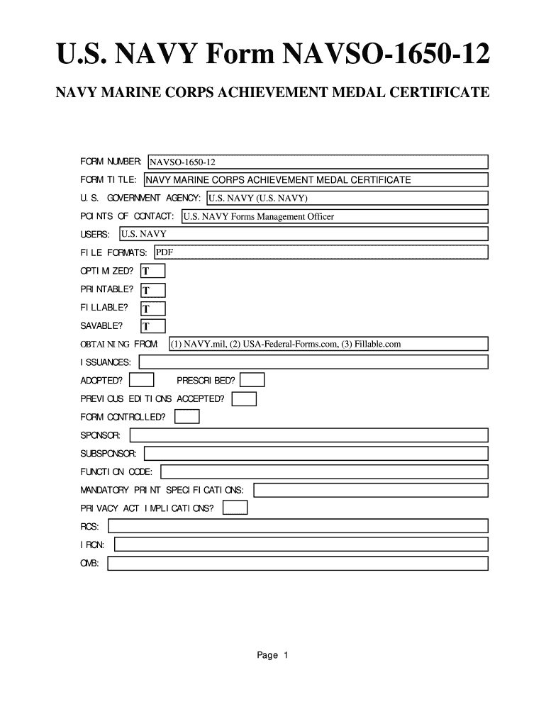 Navso 1650 12  Form