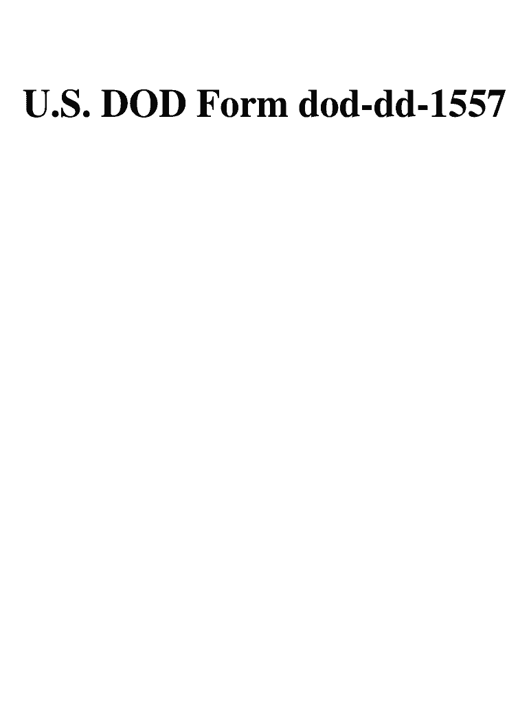 U S DOD Form Dod Dd 1557 Usa Federal Forms Com