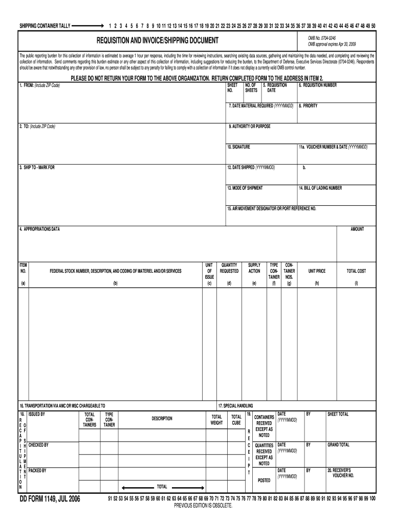 Dd 1149 Fillable  Form