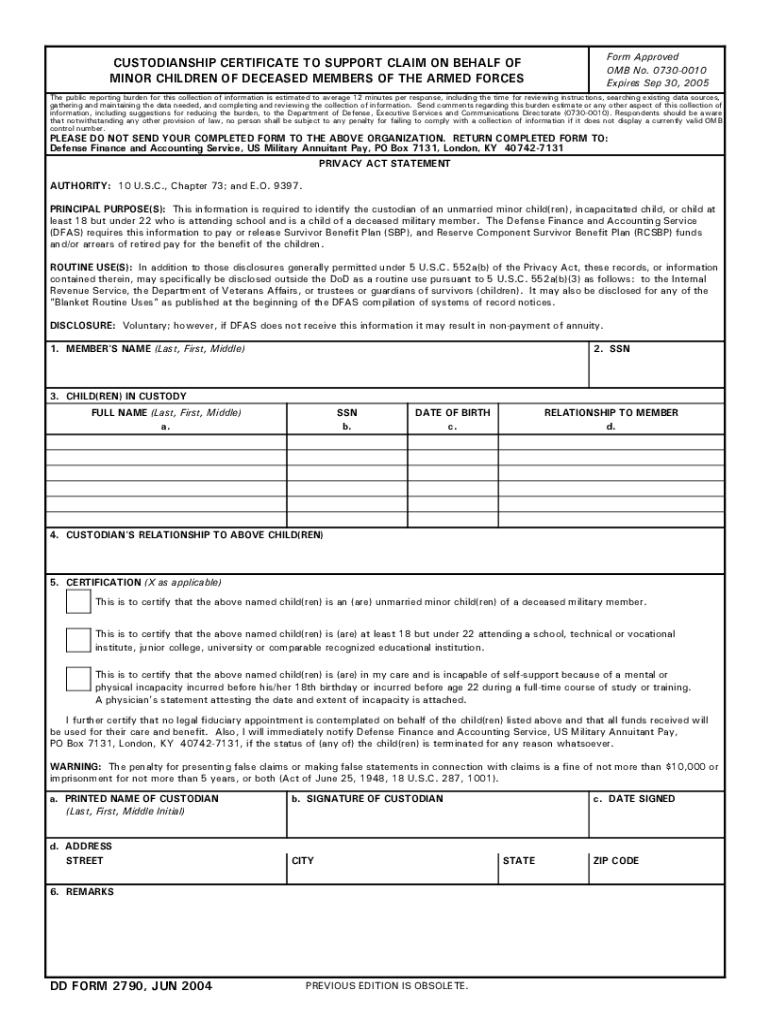 Dd Form 2790