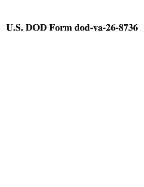 U S DOD Form Dod Va 26 8736