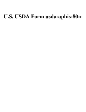 U S USDA Form Usda Aphis 80 R