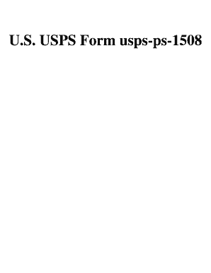 U S USPS Form Usps Ps 1508
