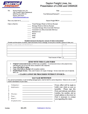 Dayton Freight Claim Form