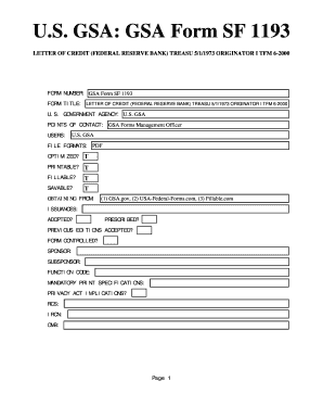 Sf 1193 Letter of Credit  Form