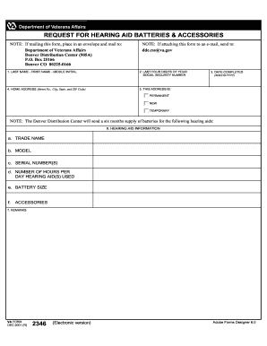 Va Hearing Aid Batteries Order  Form