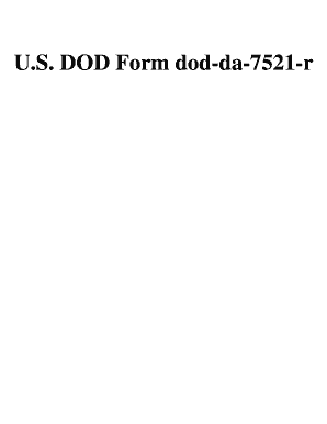 U S DOD Form Dod Da 7521 R Download
