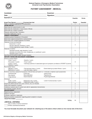 Nremt Skills Sheets PDF  Form