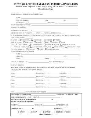 Little Elm Alarm Permit  Form