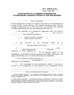 S E C FORM NO F 103 Member Data Amendment Form