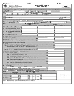 1702 Annual Income Tax Return  Form