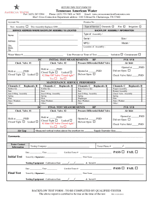 Blank Test Form American Water