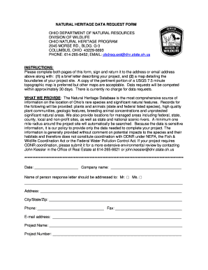 Biodiversity Database Data Request Form PDF Ohio Department