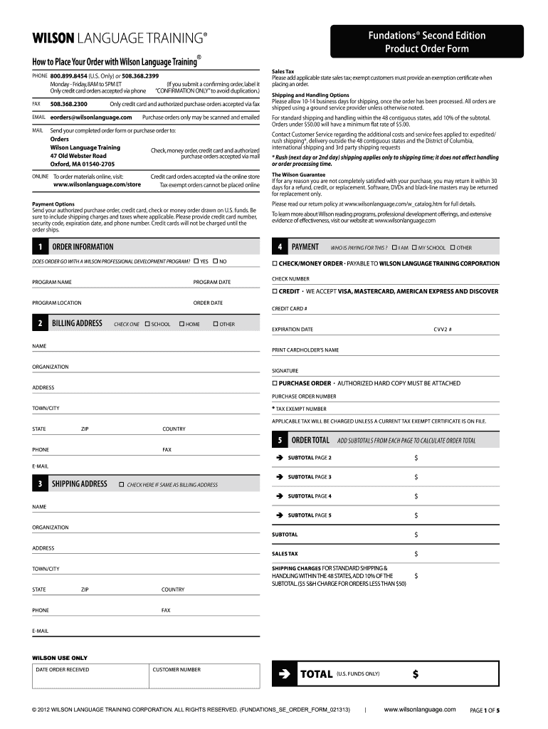 Wilson Reading Printables PDF  Form