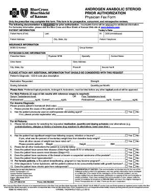 Androgen and Anabolic Steroid Prior Authorization Physician Fax Form