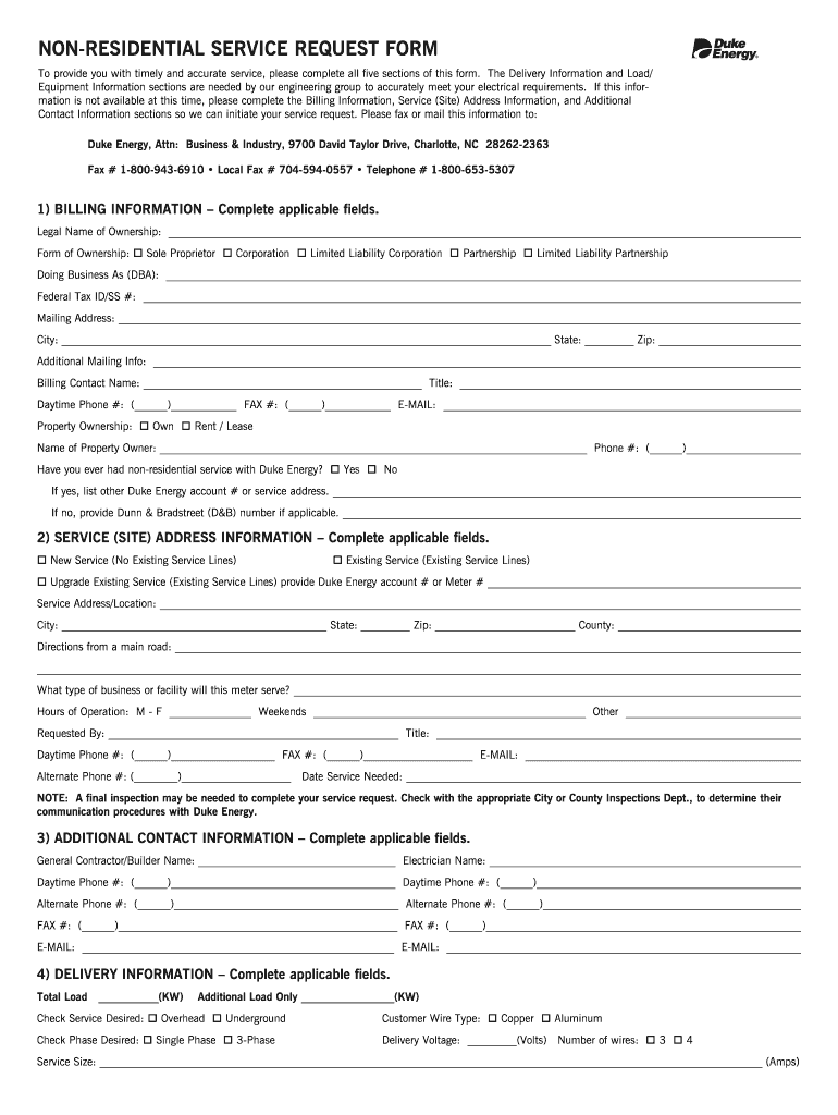 Duke Energy Load Sheet  Form