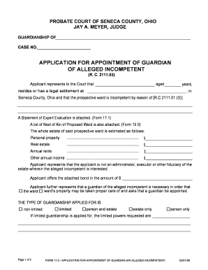 How to Apply for Guardianship in Seneca County Ohio Form