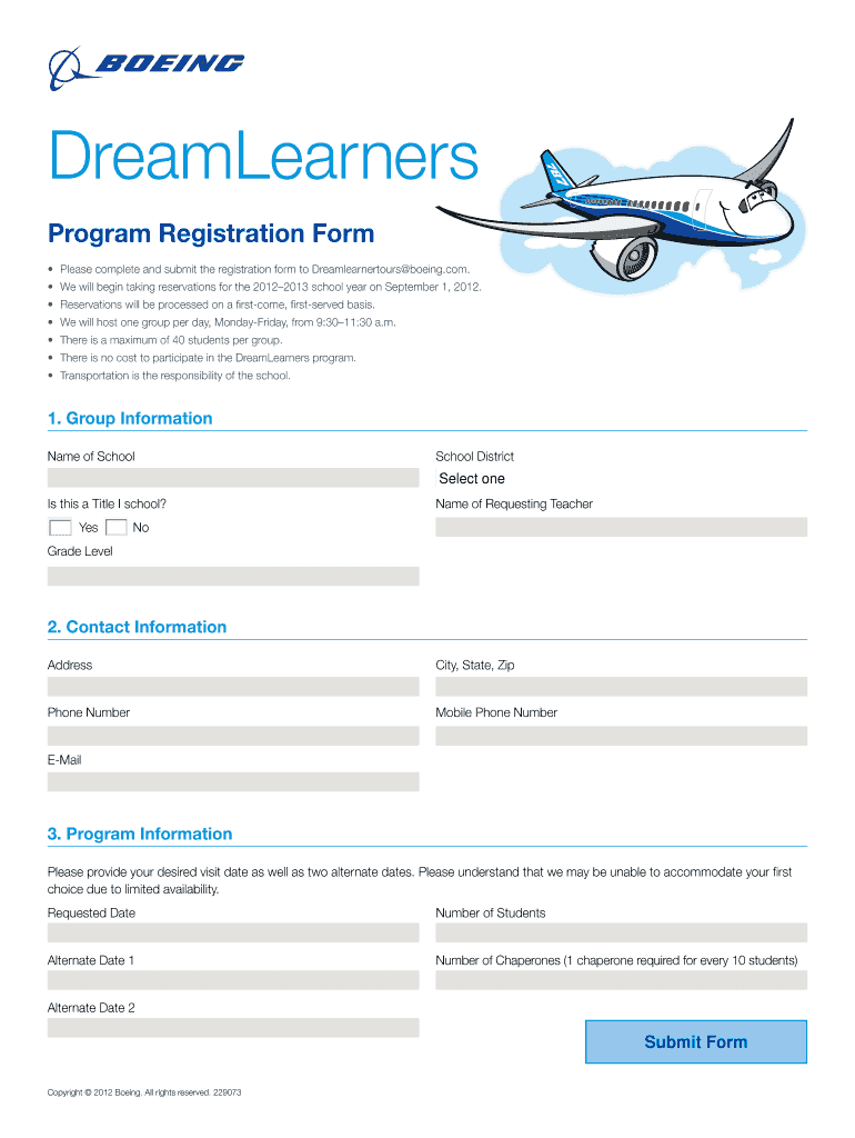 Dream Learners Boeing  Form